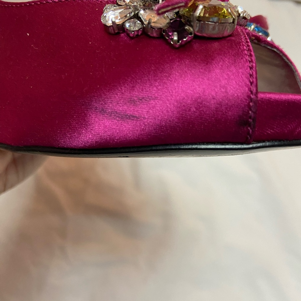 Nina Milika Fantasy Crystal dark pink jeweled open toe slingbacks - Picture 5 of 7